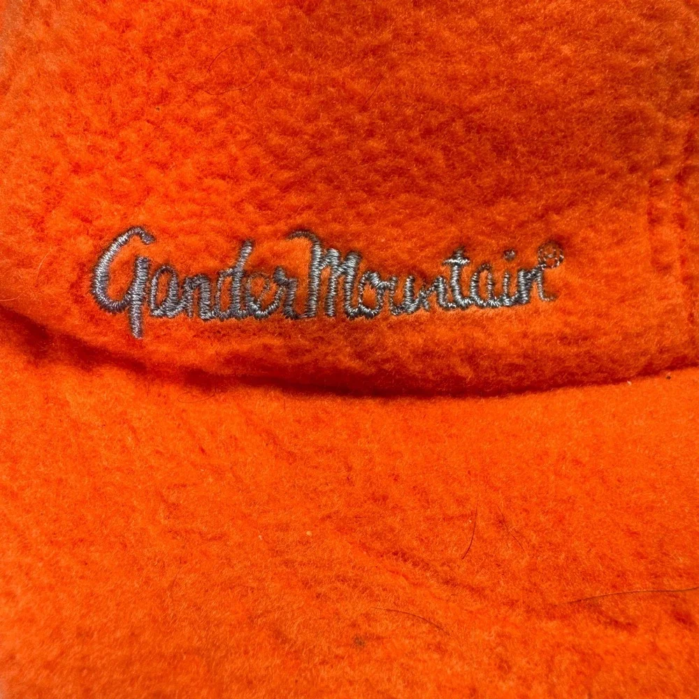Vintage Gander Mountain Fleece Hat Mens Large Orange USA Made Hunting Safety Cap